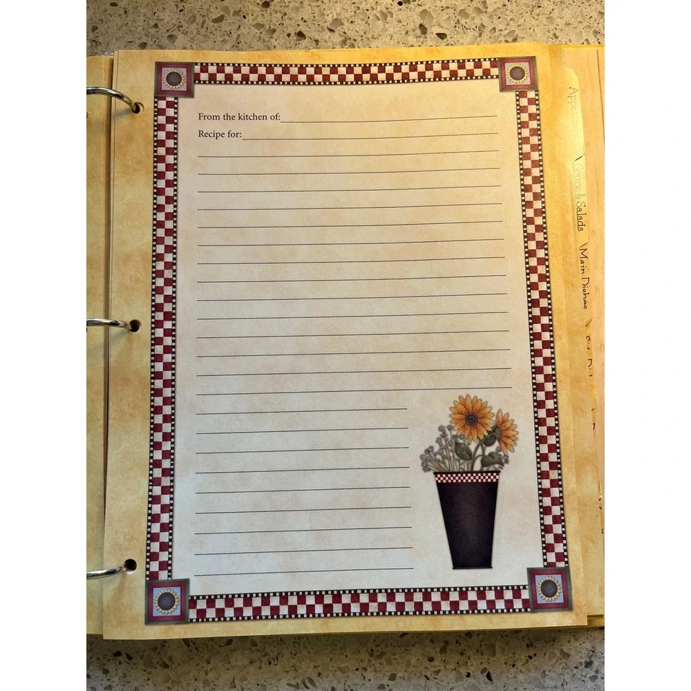 Debbie Mumm Home Cooking Recipe Keeper Binder Notepad Magnets Country Farmhouse